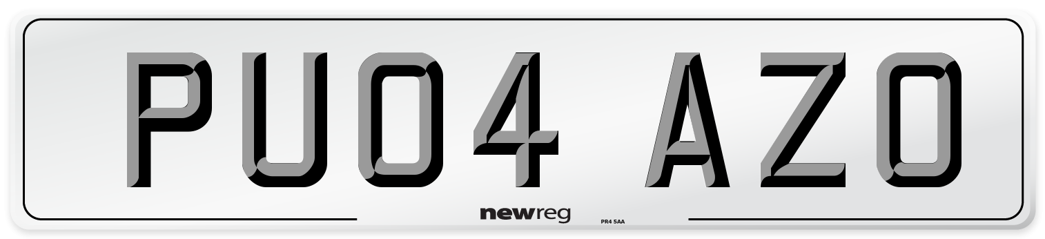 PU04 AZO Number Plate from New Reg